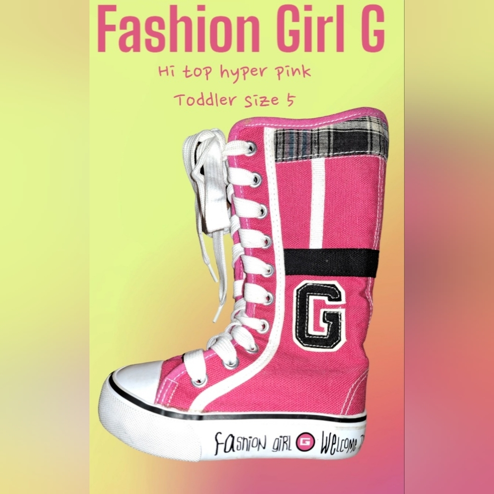 Fashion Girl G☆ hi top hyper pink sneakers
